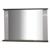 Зеркало в раме с полкой Гамма Люкс 2 900x650 (камень темный)
